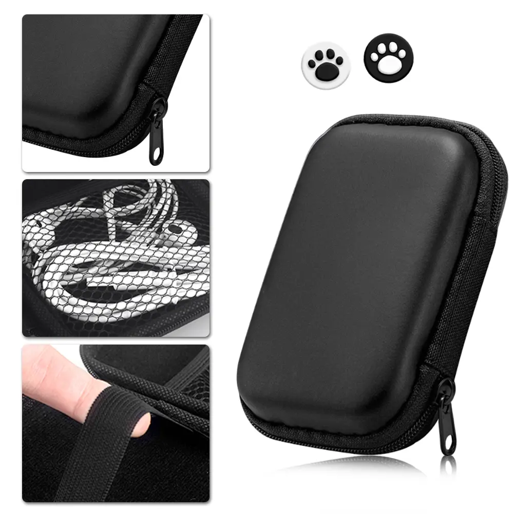 EVA Portable Storage Bag Shockproof with 2 Joystick Caps Retro Handheld Game Console Carrying Bag Waterproof for Miyoo Mini Plus