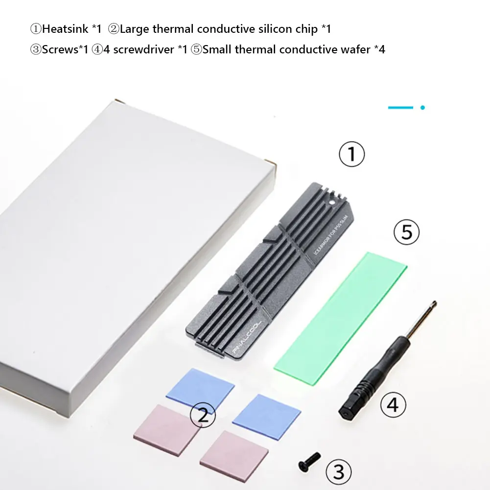 For PS5 Slim SSD Heatsink with Thermal Pads Cooling Accessories Kit SSD Cooling Mounting Kit for 2280 M.2 NVMe SSD