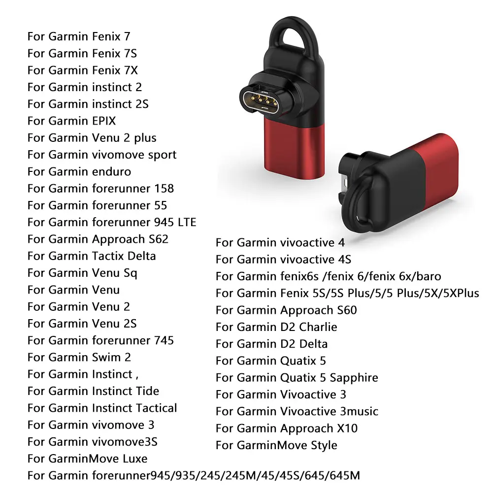 Watch Power Charger Cable Connector Adapter for Garmin Fenix 7/7S/7X/6/6S/6X Micro USB/Type-C/IOS Watch Charging Converter
