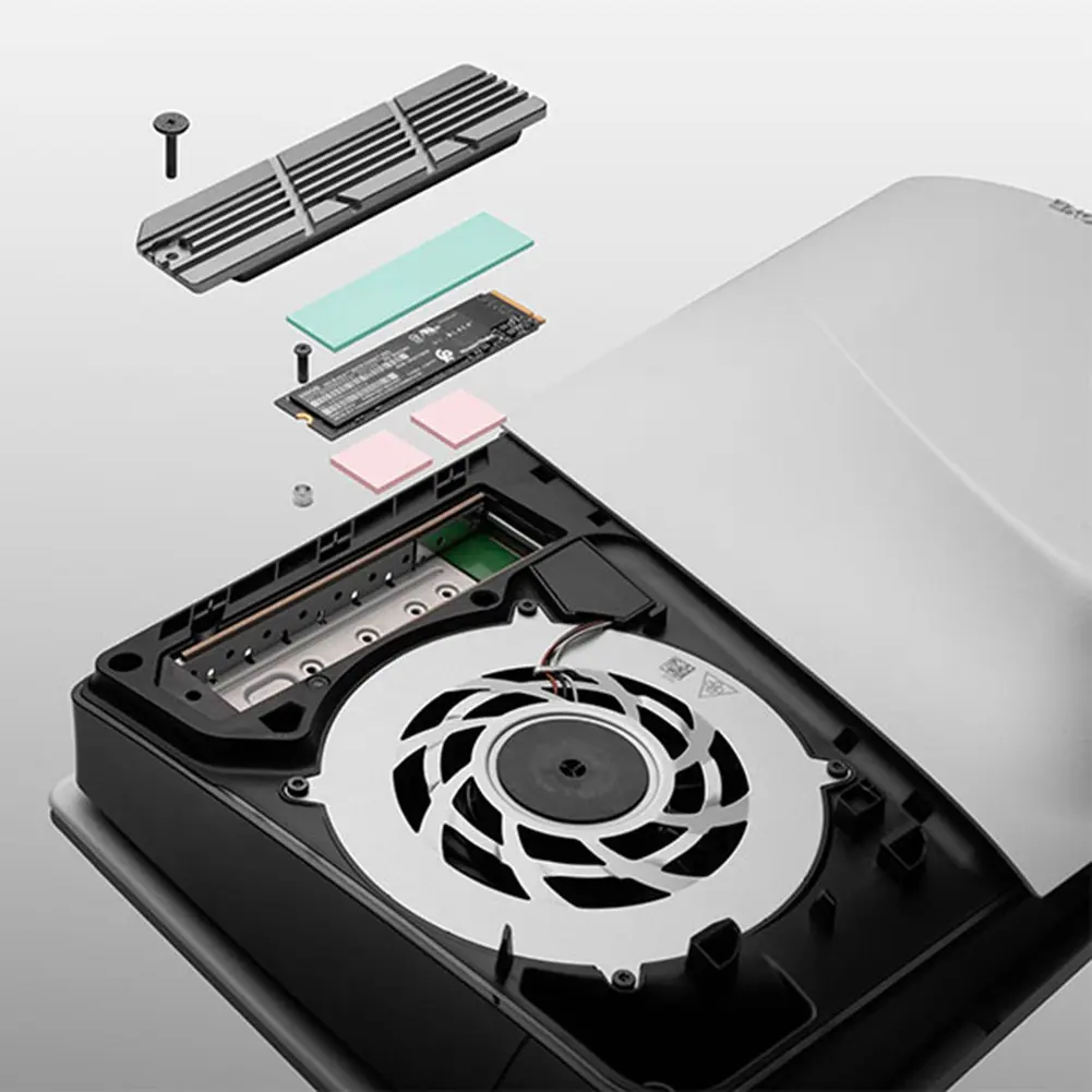 For PS5 Slim SSD Heatsink with Thermal Pads Cooling Accessories Kit SSD Cooling Mounting Kit for 2280 M.2 NVMe SSD