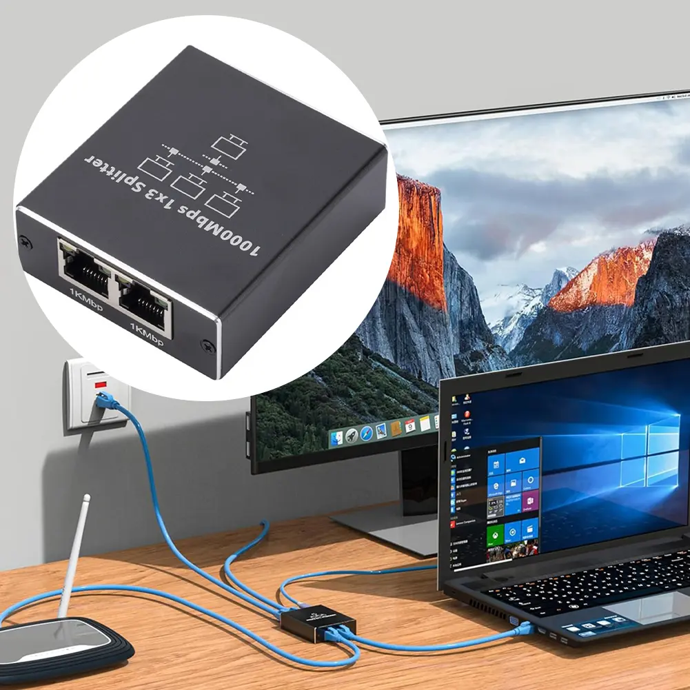 1 To 2/1 To 3/ 1 To 4 Gigabit Ethernet Splitter with USB Power Cable 1000Mbps RJ45 Splitter for Cat5 Cat5e Cat6 Cat7 Cat8 Cable
