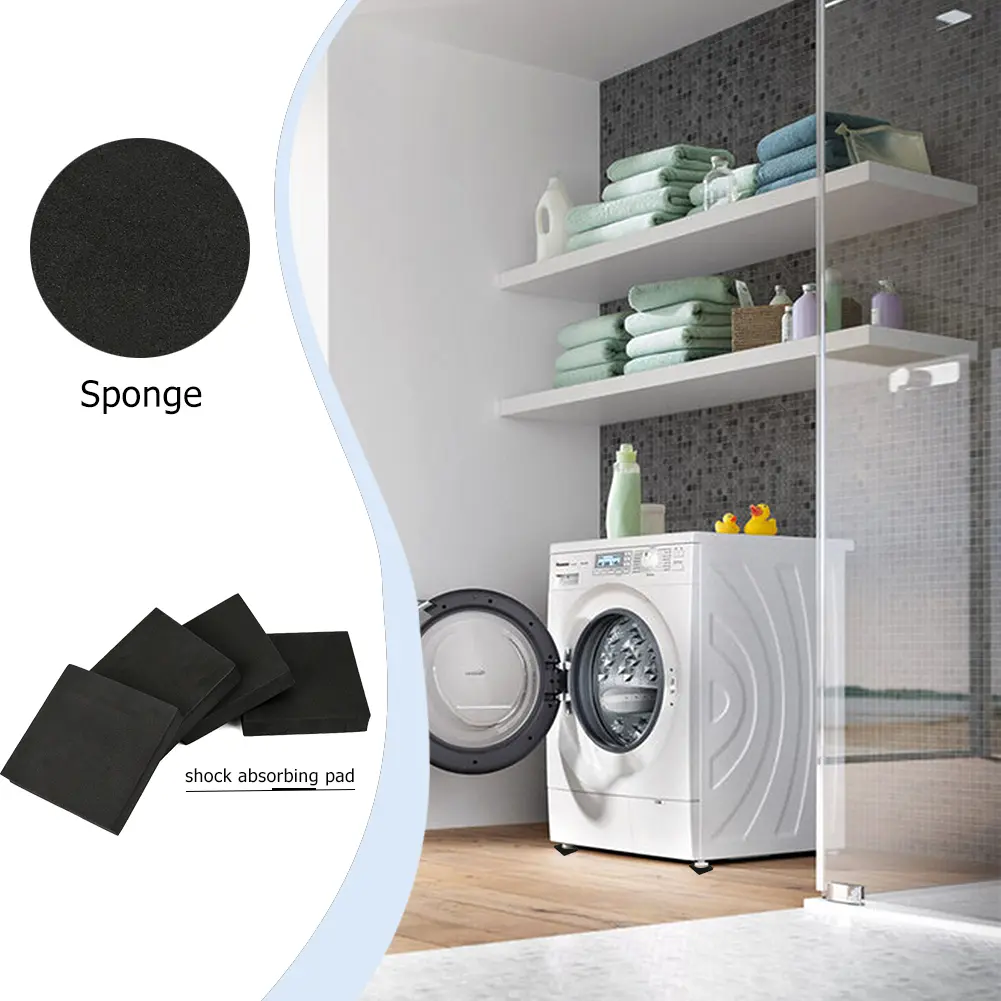 4pcs Anti Vibration Pad Sponge Anti-Vibration Pads Square Universal Silent Practical Portable Lightweight for Dryer Refrigerator