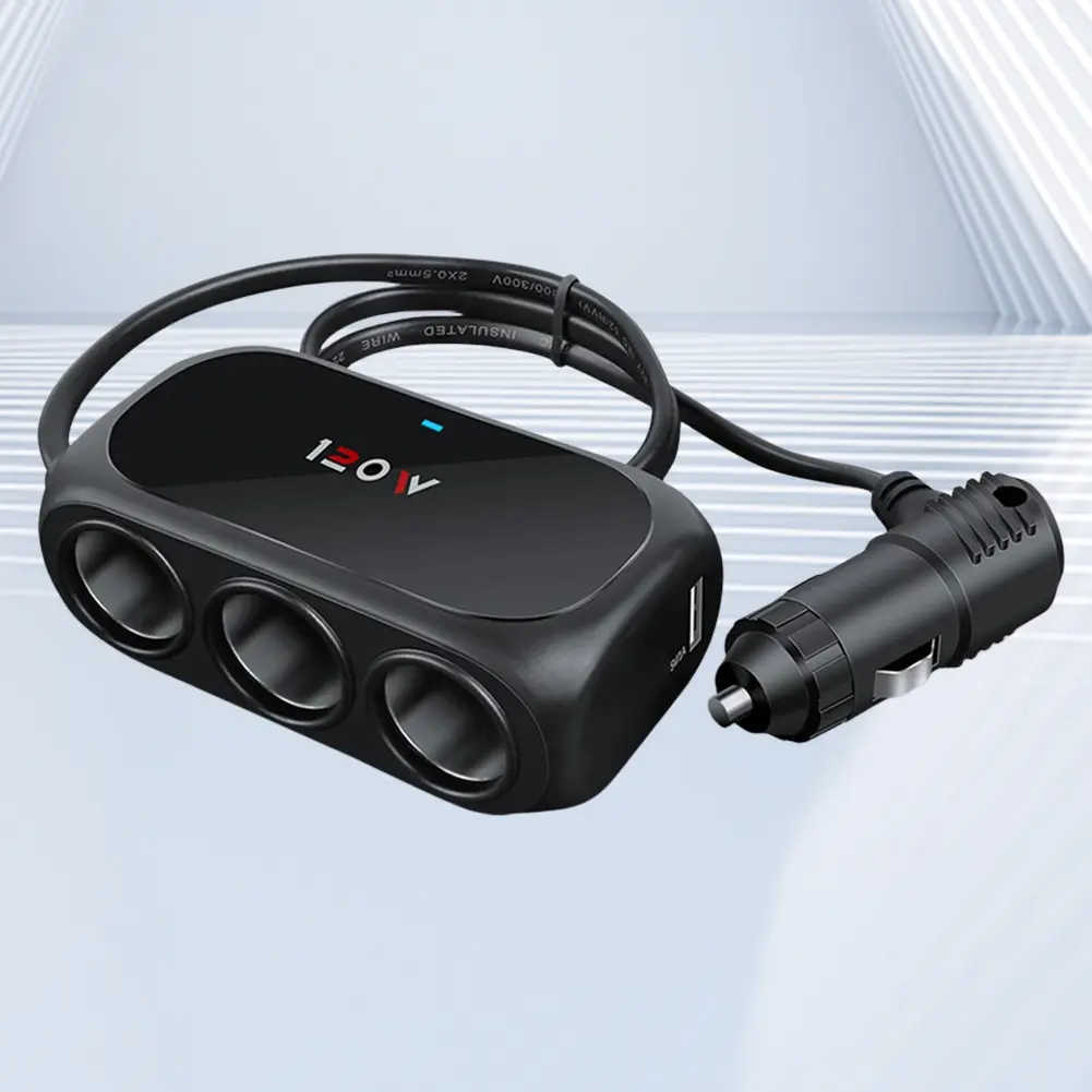 120W Car Cigarette Lighter Socket 12V Cigarette Lighter Splitter USB Charger Plug Cigarette Lighter Power Socket for iPhone iPad