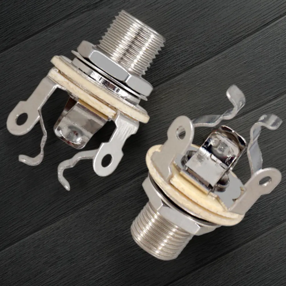 2Pcs 1/4 Inch 6.35Mm Stereo Input Jack-Plug Socket Metal Guitar Pickup Output Jack Guitar Parts for Electric Guitar Bass