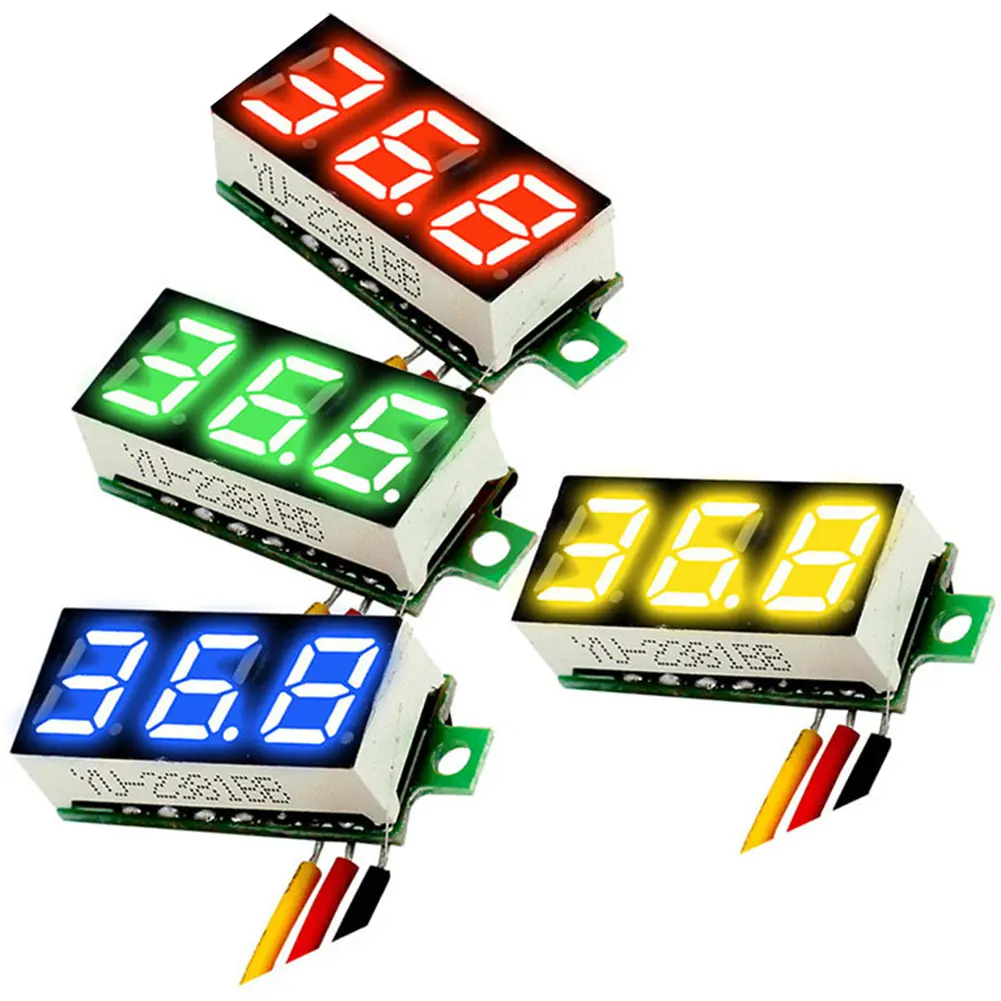 1-10Pcs DC 0V-100V 0.28 inch LED Digital Voltmeter Voltage Meter Volt Detector Monitor Tester Panel Car 12V 24V