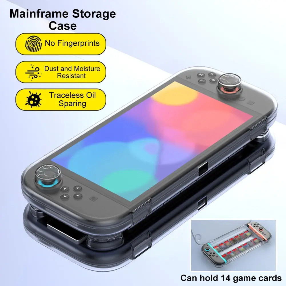 For Switch 2 Handle Storage Box Transparent Anti-scratch Clear Protector Shell with Game Card Slots For Switch 2 Joy-cons Handle