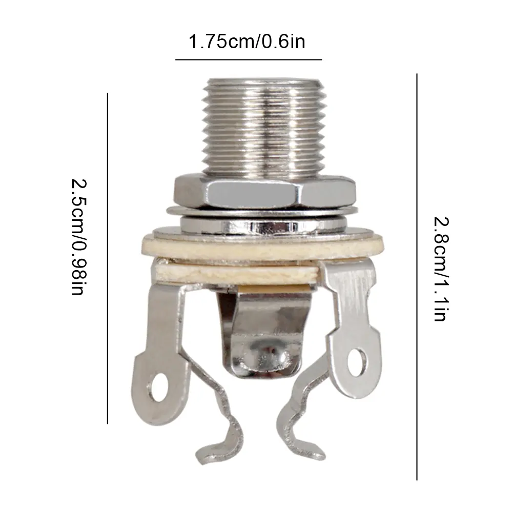 2Pcs 1/4 Inch 6.35Mm Stereo Input Jack-Plug Socket Metal Guitar Pickup Output Jack Guitar Parts for Electric Guitar Bass