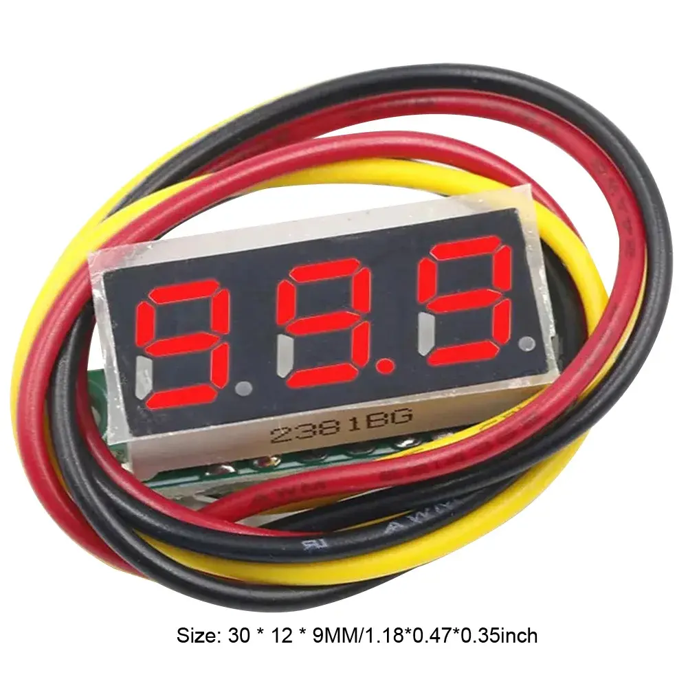3 Wires Digital Voltmeter LED Screen 0.28 Inch Gauge Tester Red/Blue/Yellow/Green Mini DC Voltmeter Reverse Polarity Protection
