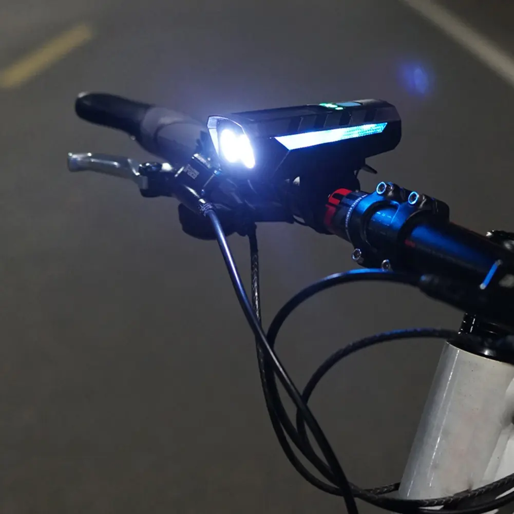 Solar Power Bike Front Light USB Rechargeable MTB Road Bike Front Lamp 2400mAh High Beam Bicycle Flashlight Bicycle Accessories