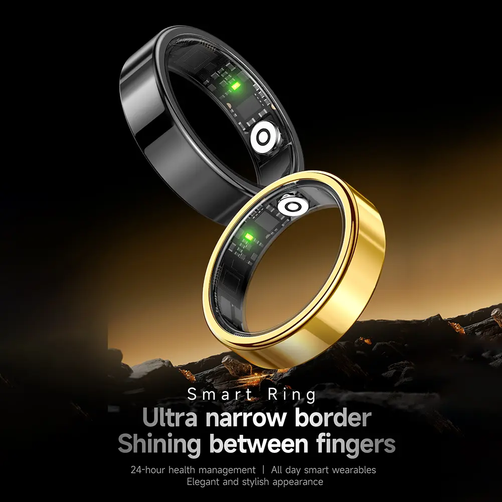 SR09 Smart Ring Health Tracker Bluetooth 5.1 Fitness Ring Heart Rate Blood Oxygen Health Monitor Multi-sport Modes for Women Men