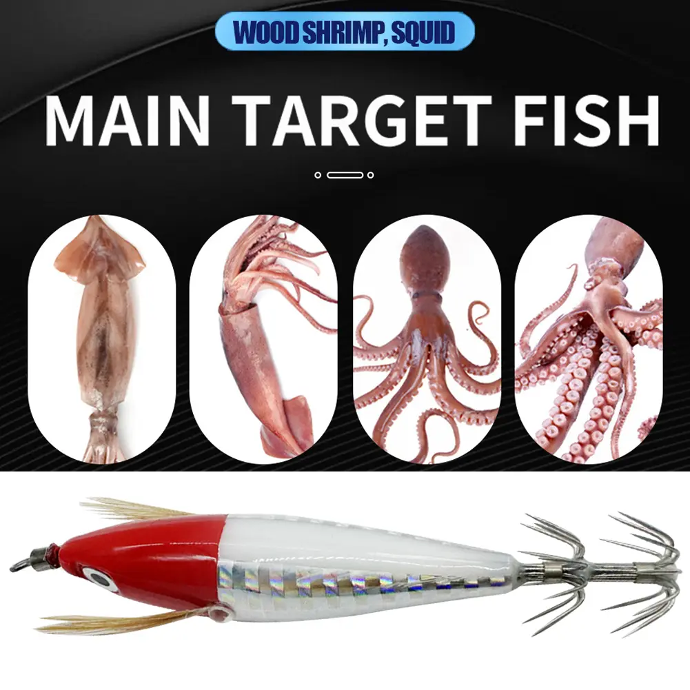 5.5g 7.5cm Luminous Fishing Lure Simulation Wood Shrimp Bait Silicone Octopus Bait for Fishing Artificial Bait 1-10pcs