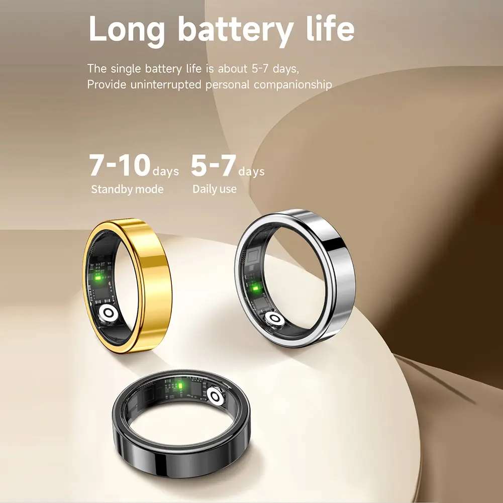 SR09 Smart Ring Health Tracker Bluetooth 5.1 Fitness Ring Heart Rate Blood Oxygen Health Monitor Multi-sport Modes for Women Men