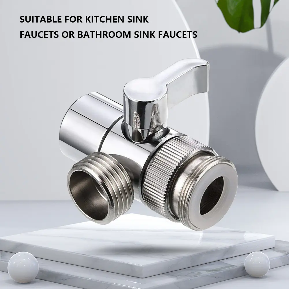 3 Way Sink Splitter Diverter Valve Copper Water Tap Connector Easy-to-Install Faucets Water Separator for Shower/Sink/Washbasin