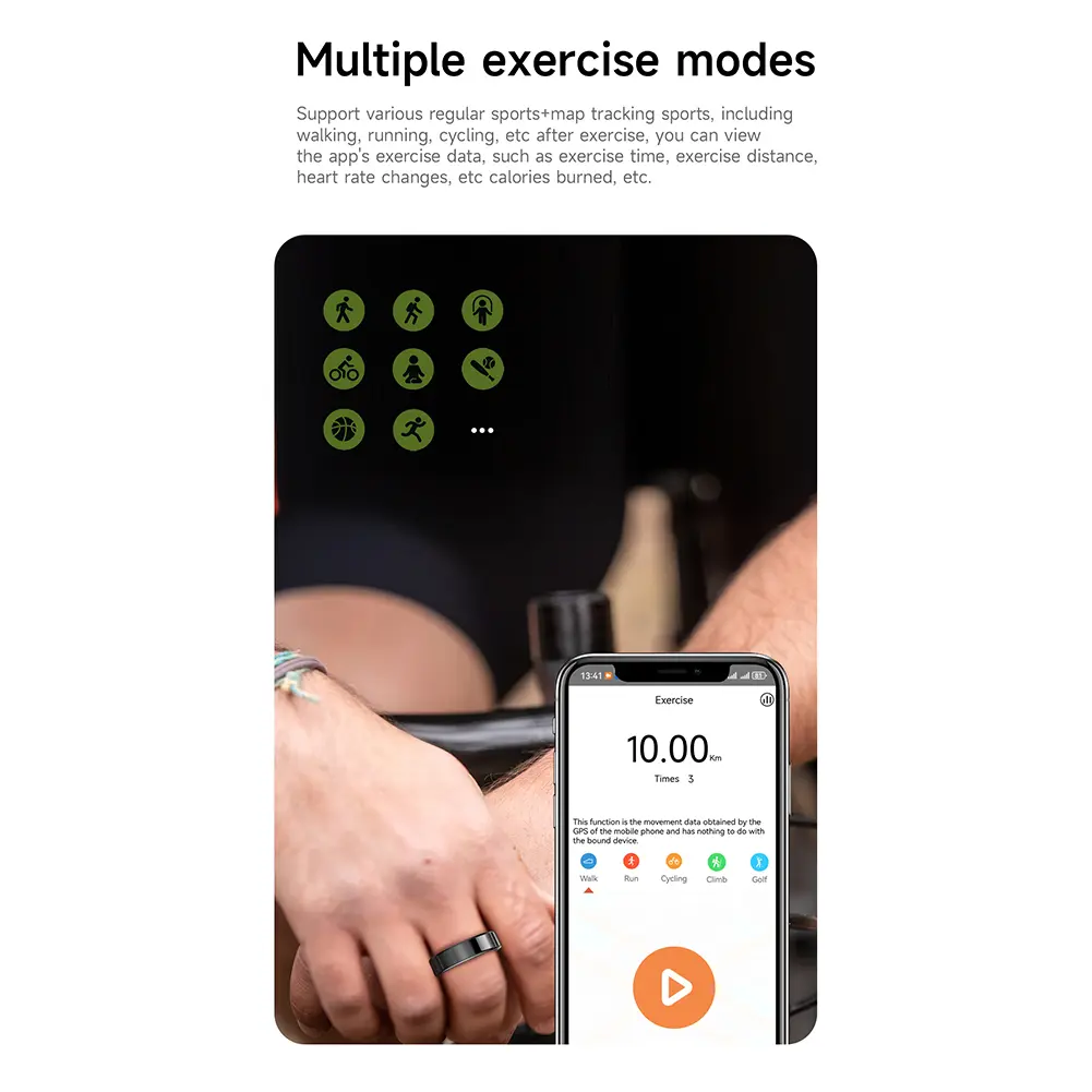 SR09 Smart Ring Health Tracker Bluetooth 5.1 Fitness Ring Heart Rate Blood Oxygen Health Monitor Multi-sport Modes for Women Men