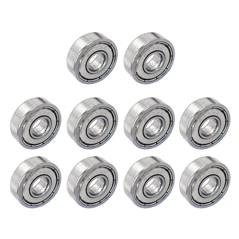 10pcs Miniature Ball Bearings Heavy Load 607ZZ Metal Sealed Miniature Bearing Carbon Steel Wear Resistant for Skateboard Scooter
