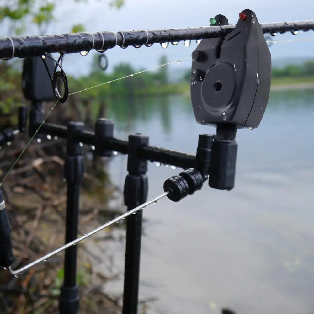 Fishing Bite Alarm with LED Lights Adjustable Sound Volume Fishing Bite Sound Alarm Portable for Daytime Night Fishing