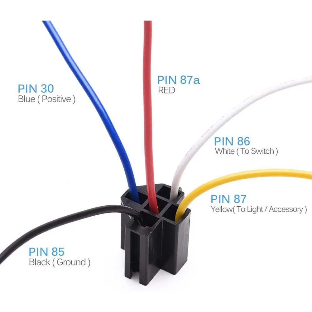 5pcs 12 V/24 V Car Relay Wiring Socket 5-pin Relay Replacement Parts Low Power Consumption Auto Parts Accessories