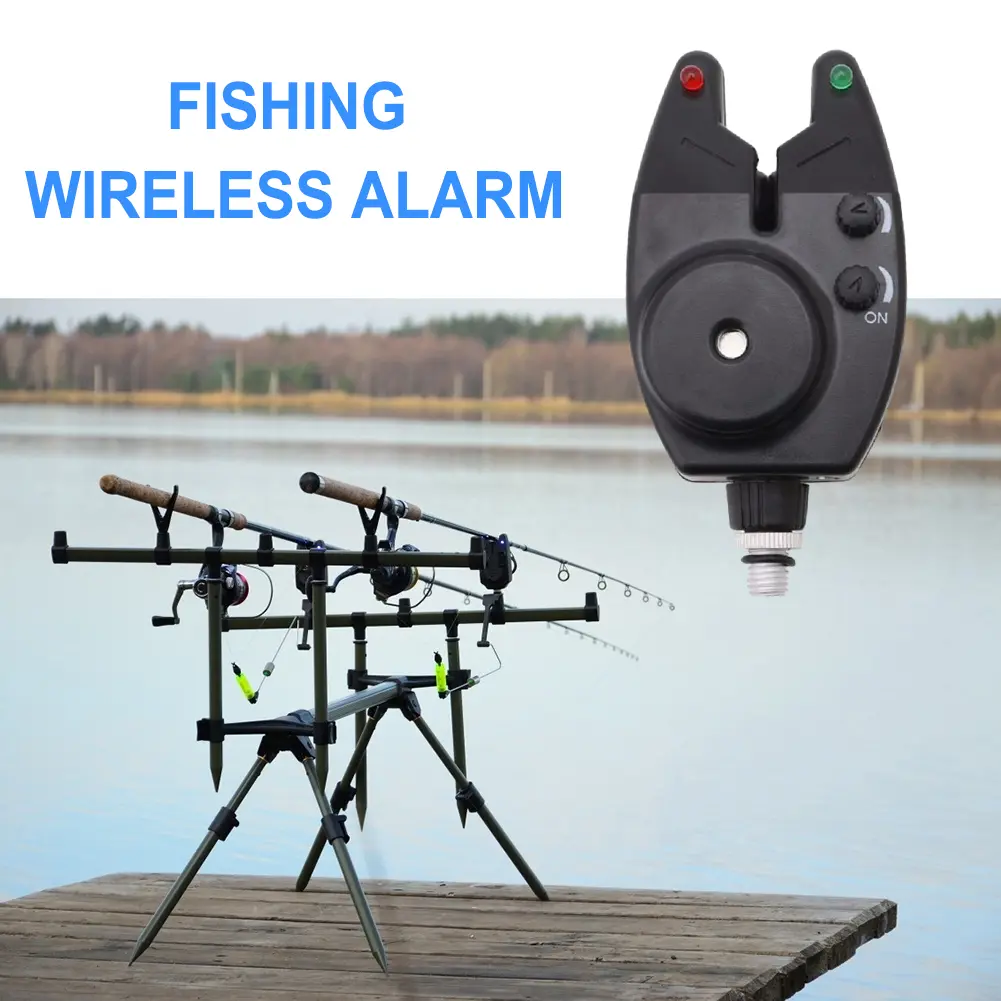 Fishing Bite Alarm with LED Lights Adjustable Sound Volume Fishing Bite Sound Alarm Portable for Daytime Night Fishing