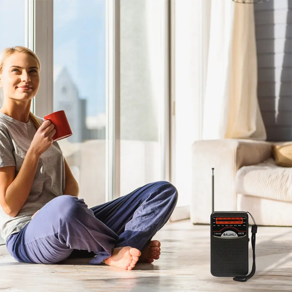 Digital Radio Dual Band Stereo Radio Built-in Speaker Pocket Pointer Radio SW/AM/FM LCD Display for Indoor Outdoor Emergency Use