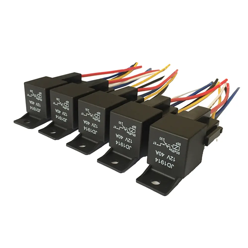 5pcs 12 V/24 V Car Relay Wiring Socket 5-pin Relay Replacement Parts Low Power Consumption Auto Parts Accessories