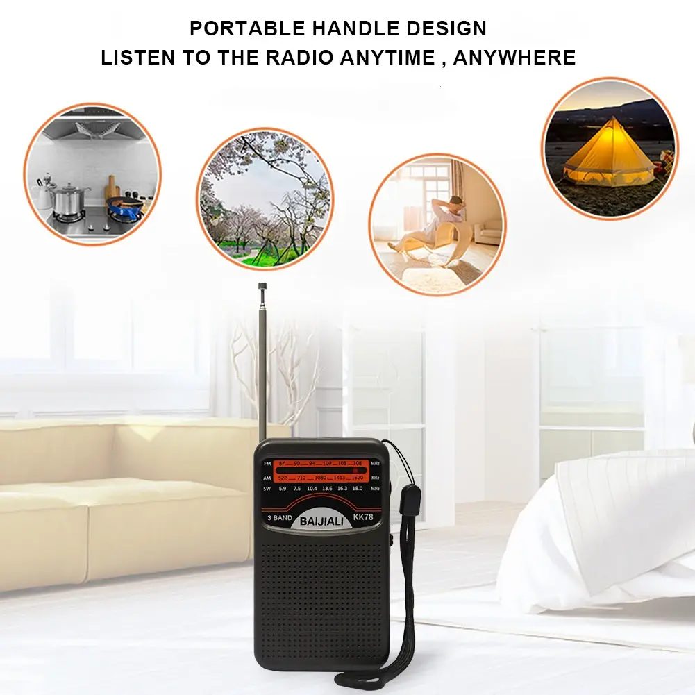 Digital Radio Dual Band Stereo Radio Built-in Speaker Pocket Pointer Radio SW/AM/FM LCD Display for Indoor Outdoor Emergency Use
