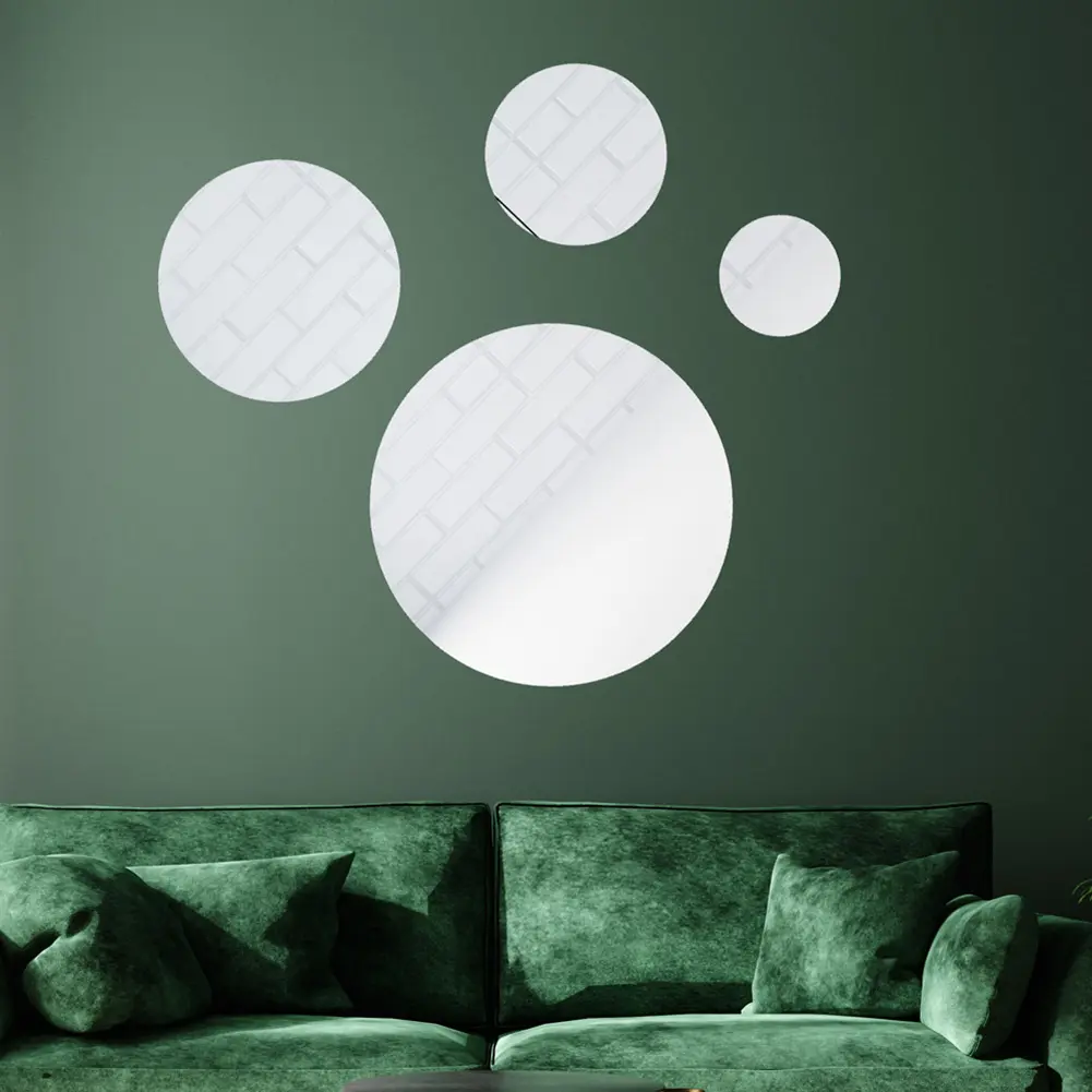Acrylic Mirror Stickers Self Adhesive Wall Decor Stickers Decorative Small Circle Mirror Decals DIY for Home Art Room Bedroom