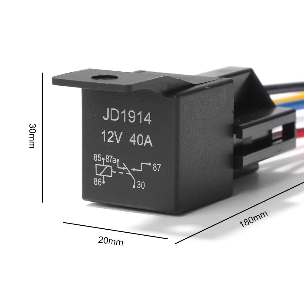 5pcs 12 V/24 V Car Relay Wiring Socket 5-pin Relay Replacement Parts Low Power Consumption Auto Parts Accessories