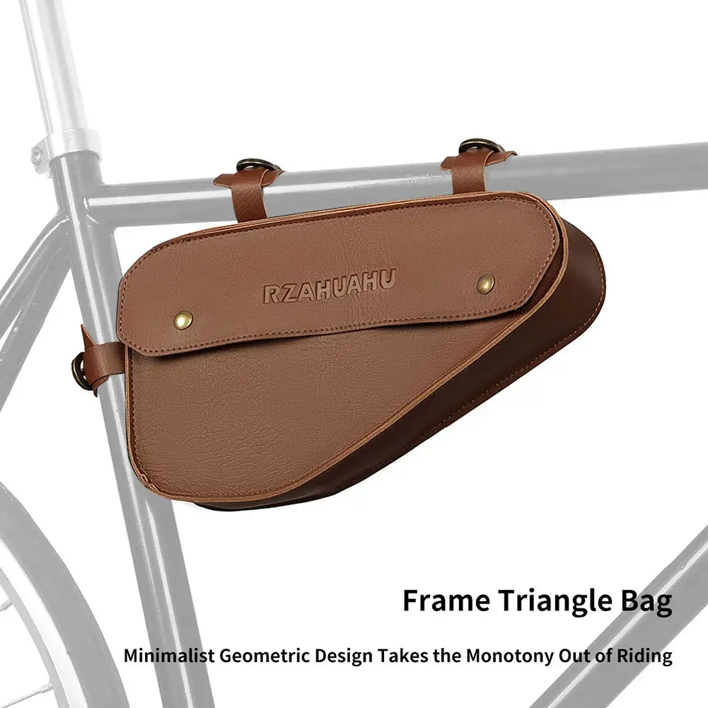 Bike Retro Triangle Bag PVC Bicycle Front Frame Bag Large Capacity Cycling Front Tube Bag for Mountain Road Bike