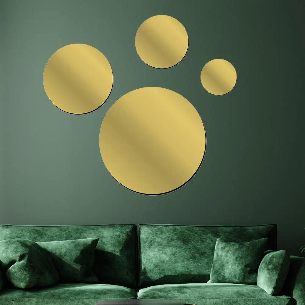 Acrylic Mirror Stickers Self Adhesive Wall Decor Stickers Decorative Small Circle Mirror Decals DIY for Home Art Room Bedroom