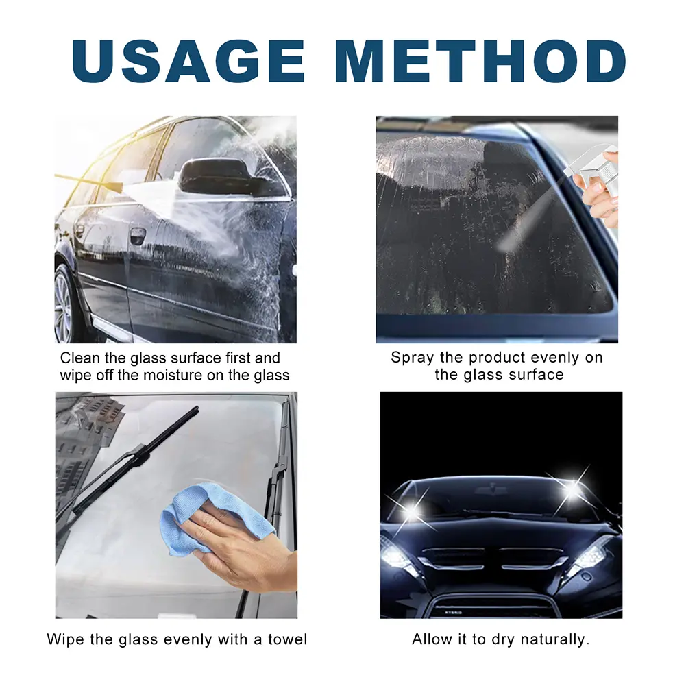 Car Glass Waterproof Coating Agent Long Lasting Car Glass Rainproof Antifogging Coating Agent for Windshield Rearview Mirror