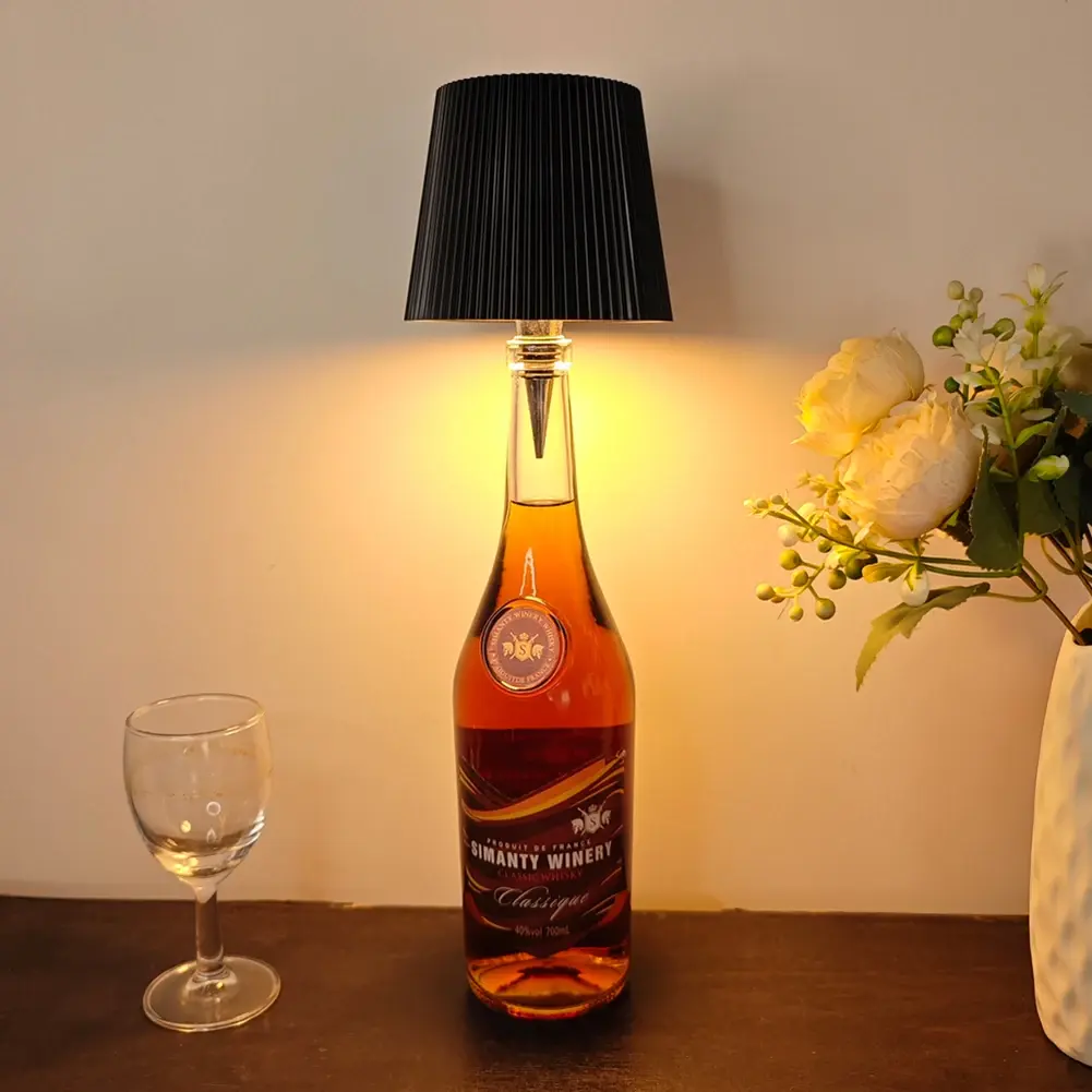 LED Wine Bottle Lamp Wine Bottle 3 Colors Dimmable Rechargeable Bar Cafe Atmosphere Night Light Touch Control Desktop light