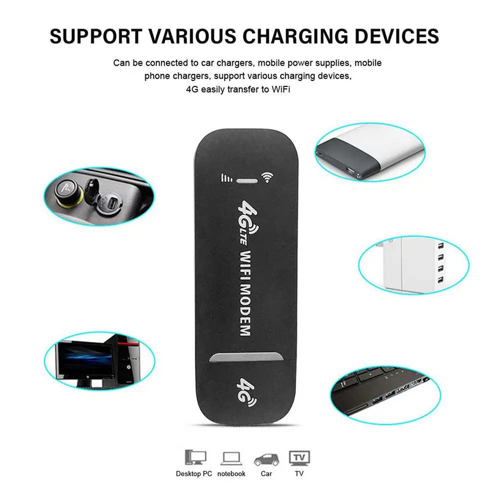 Wireless LTE WiFi Router 4G SIM Card Portable 150Mbps USB Modem Pocket Hotspot Dongle Mobile Broadband for Home Office WiFi