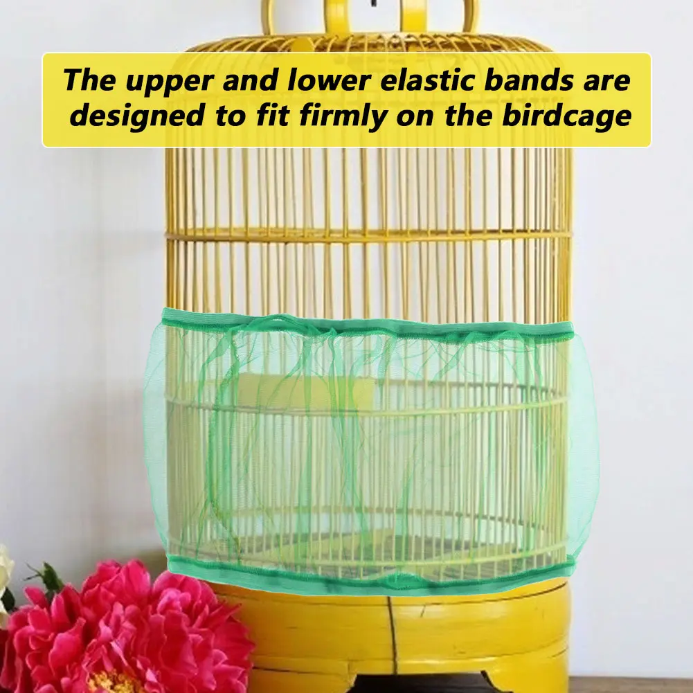 Nylon Mesh Bird Parrot Cage Cover Net Easy Cleaning Seed Catcher Accessory Airy Mesh Parrot Cage Net Bird Accessories