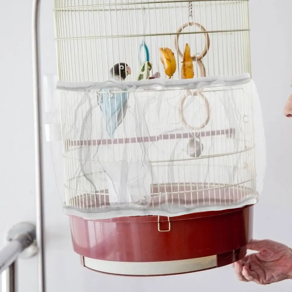 Nylon Mesh Bird Parrot Cage Cover Net Easy Cleaning Seed Catcher Accessory Airy Mesh Parrot Cage Net Bird Accessories