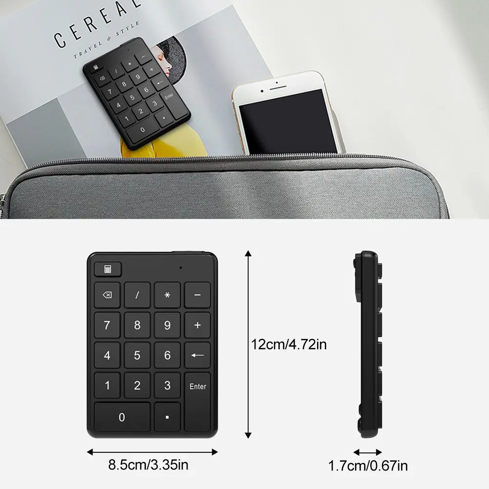 USB Number Keypad Bluetooth 5.0 Wireless Digital 19 Key Mini Keyboard Smart Keypad For PC Laptop Notebook Tablets