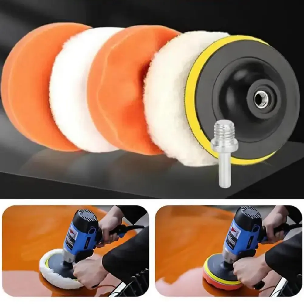 6pcs/Set Car Polisher Pads Kit Wool Buffer Drill Wheel Polisher Reusable 3/4/5 Inch Polishing Buffer Pad for Auto Remove Scratch
