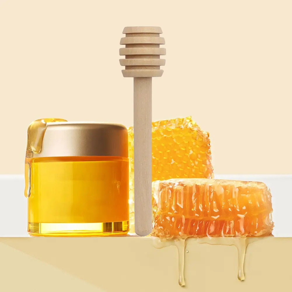 10-30Pcs Honey Stir Bar Mixing Handle Jar Practical Honey Mixing Stick Long Handle Wooden Dipper Honey Kitchen Tools