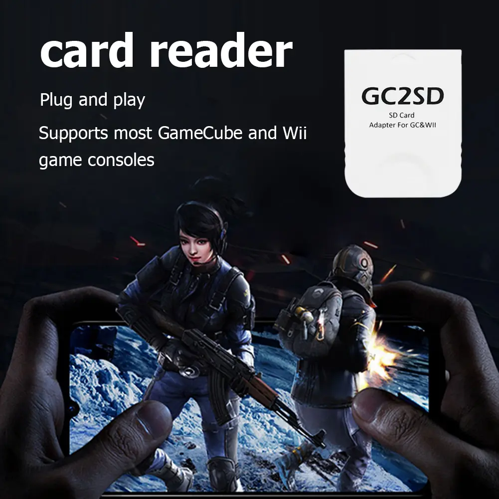 Professional GC2SD Memory Card Reader for SD Card Plug and Play Memory Card Slot Adapter for GameCube Wii Game Consoles