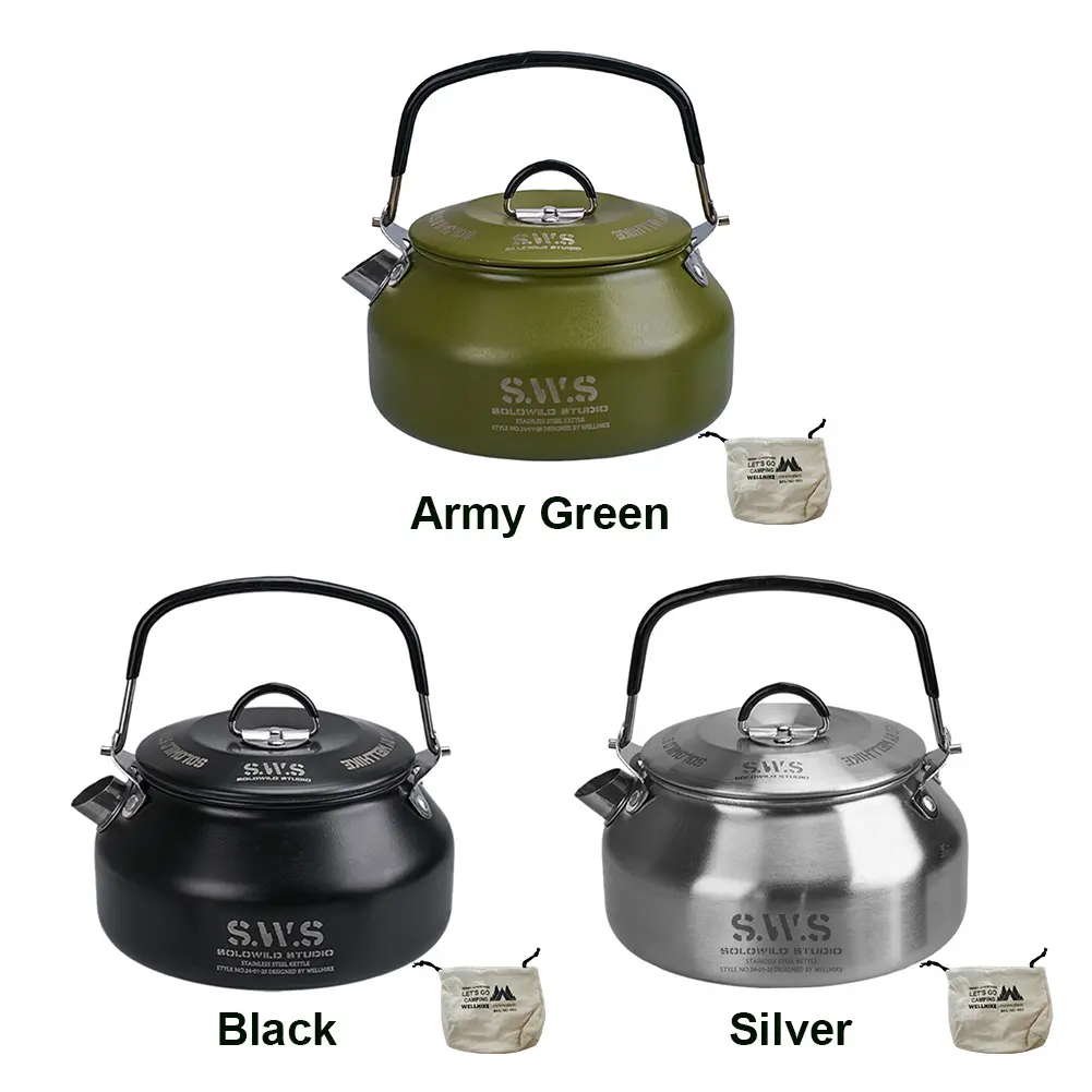 0.8L Outdoor Camping Kettle with Handle Ultralight Coffee Kettle Anti-Slip Water Kettle Tableware Tourist Cookware Supplies