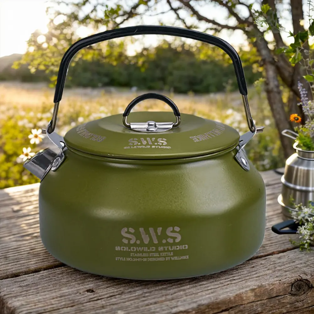 0.8L Outdoor Camping Kettle with Handle Ultralight Coffee Kettle Anti-Slip Water Kettle Tableware Tourist Cookware Supplies