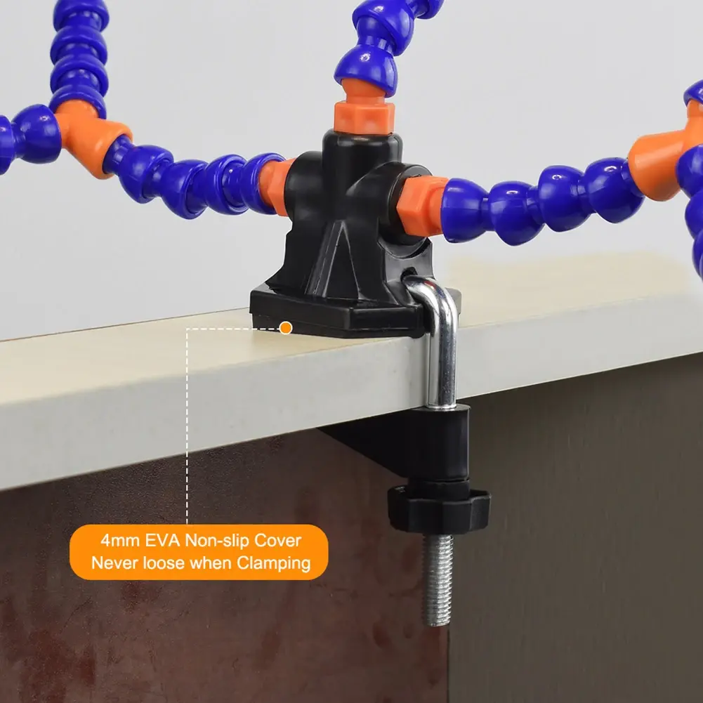PCB Desk Clip Circuit Board Holder Adjustable Clamp 3X Magnifier PCB Holder Soldering Station With 5PCS Flexible Arms