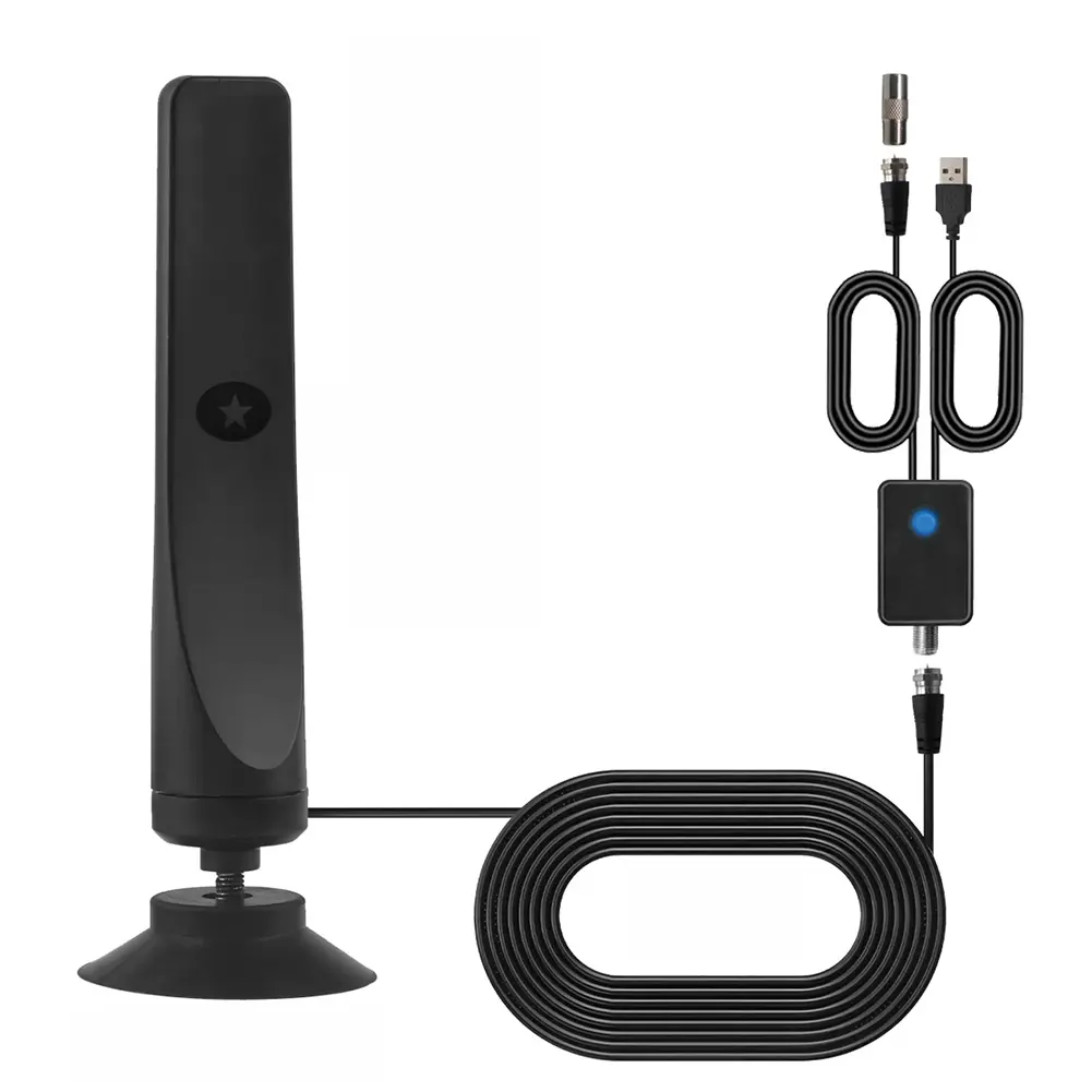 TV Digital Antenna with Signal Booster HD Antenna Support 4K 1080P Suction Cup TV Antenna 25DBI Plug Play for Smart Digital TV
