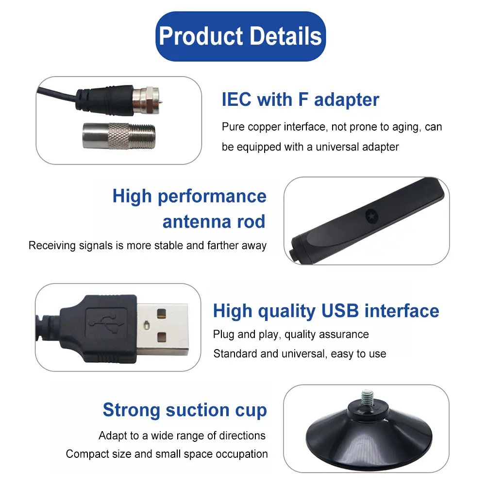 TV Digital Antenna with Signal Booster HD Antenna Support 4K 1080P Suction Cup TV Antenna 25DBI Plug Play for Smart Digital TV