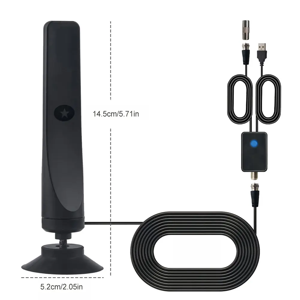 TV Digital Antenna with Signal Booster HD Antenna Support 4K 1080P Suction Cup TV Antenna 25DBI Plug Play for Smart Digital TV
