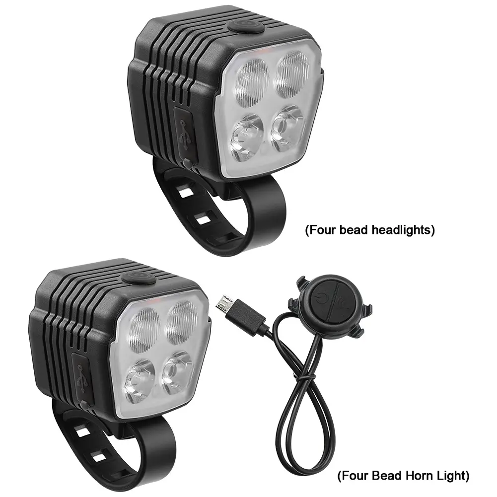 LED Bike Front Light Front Bike Headlight USB Charging with Horn Bike Warning Light 2 In 1 7 Light Modes Cycling Accessories