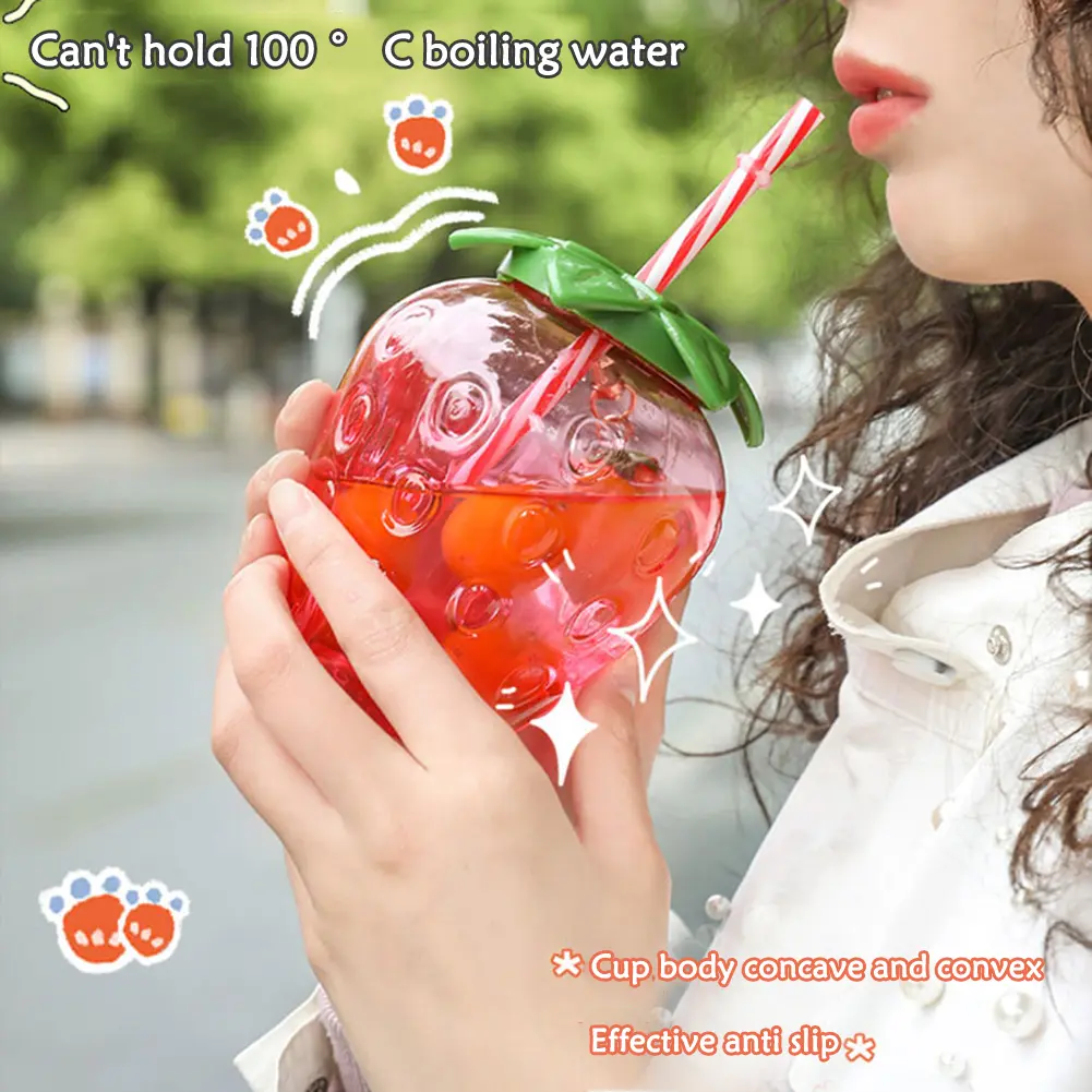 3/6pcs Hawaiian Summer Party Cup 500ml Pineapple/Strawberry Shape Drinking Cup with Straw Creative Birthday Party Decoration