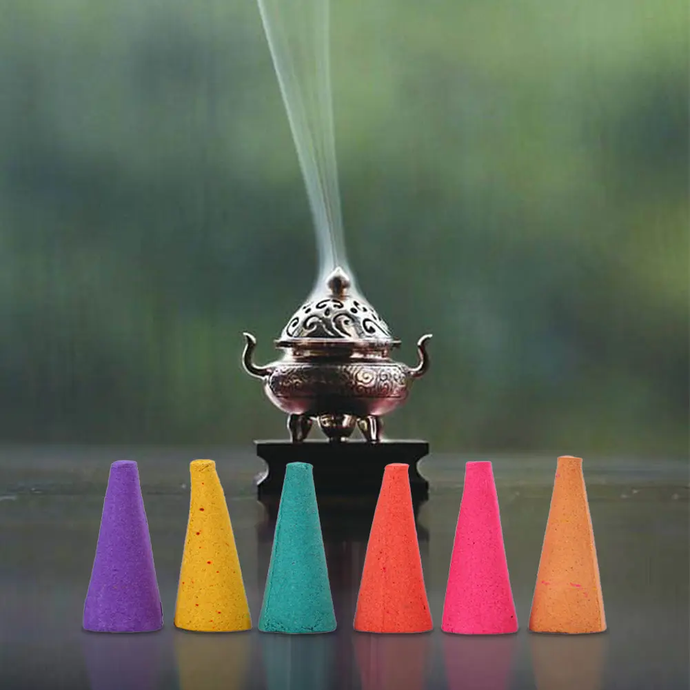 60-600Pcs Odor Remover Incense Colorful Scented Incense Cones Anxiety Relief Natural Scents Cones for Meditation Relaxation