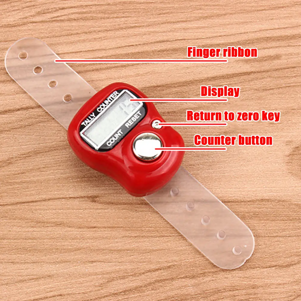 50pcs Electronic Finger Counter Ring with LED for Pray Buddha Random Color Handheld Digital Row Tally Stitch Marker Pedometer
