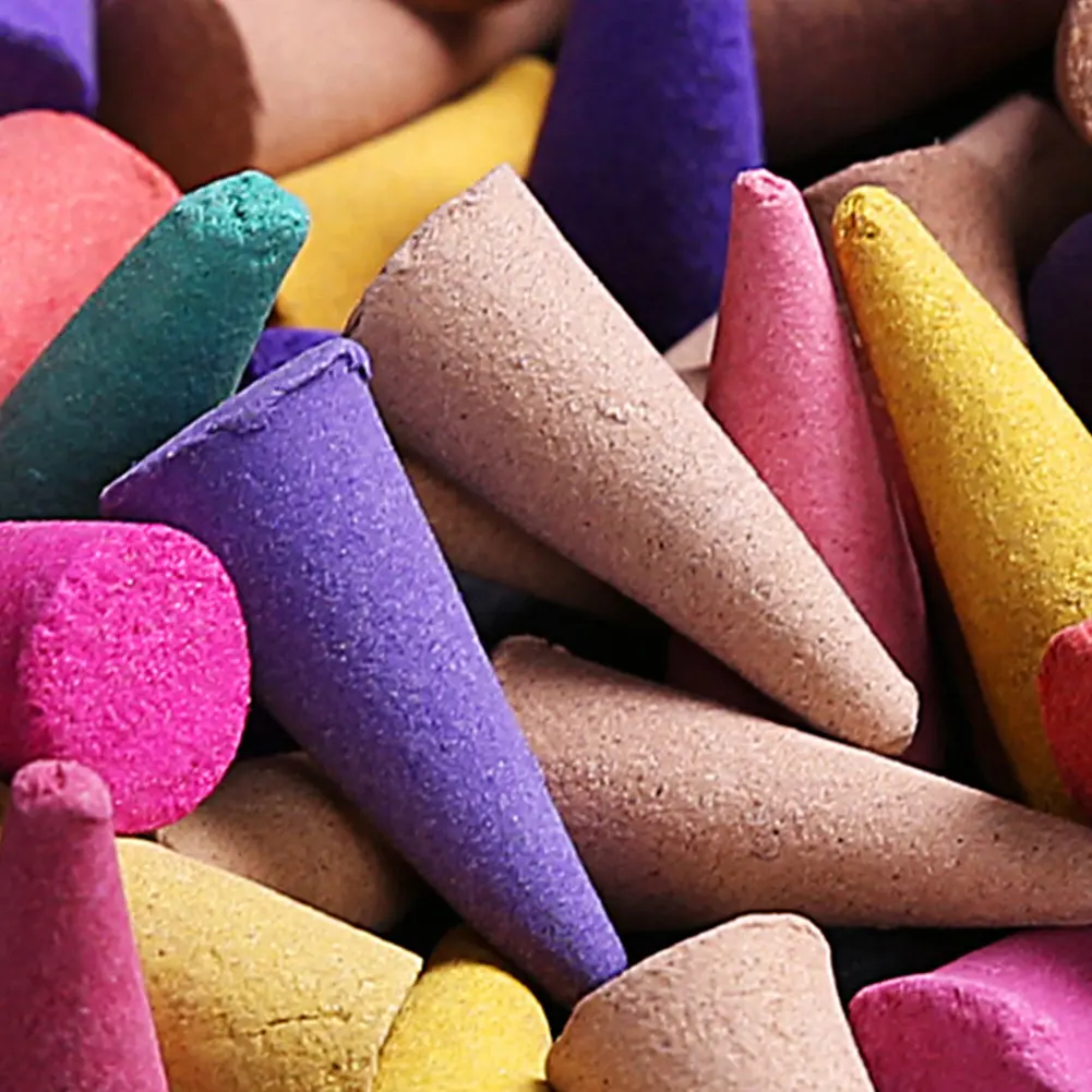 60-600Pcs Odor Remover Incense Colorful Scented Incense Cones Anxiety Relief Natural Scents Cones for Meditation Relaxation