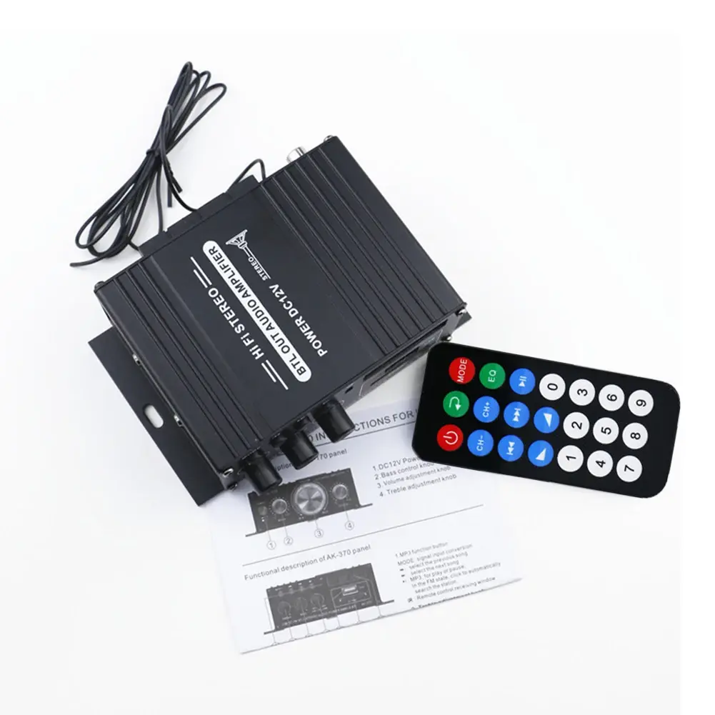 AK-370 Bluetooth Amplifier Power Amplifier 20W+20W 12V HIFI Stereo 2.0 Channel Digital Amplifier Stereo Home Theater AK-170